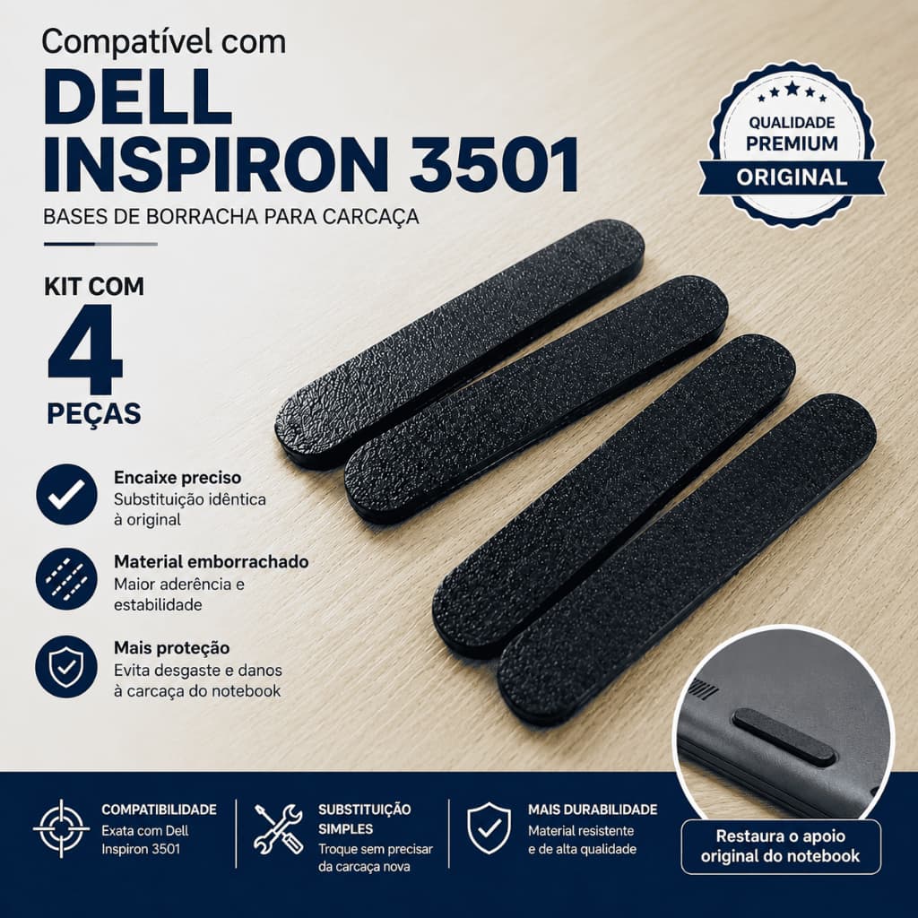 Kit 4 Borrachas Base Notebook Dell 3501 Apoio Antiderrapante