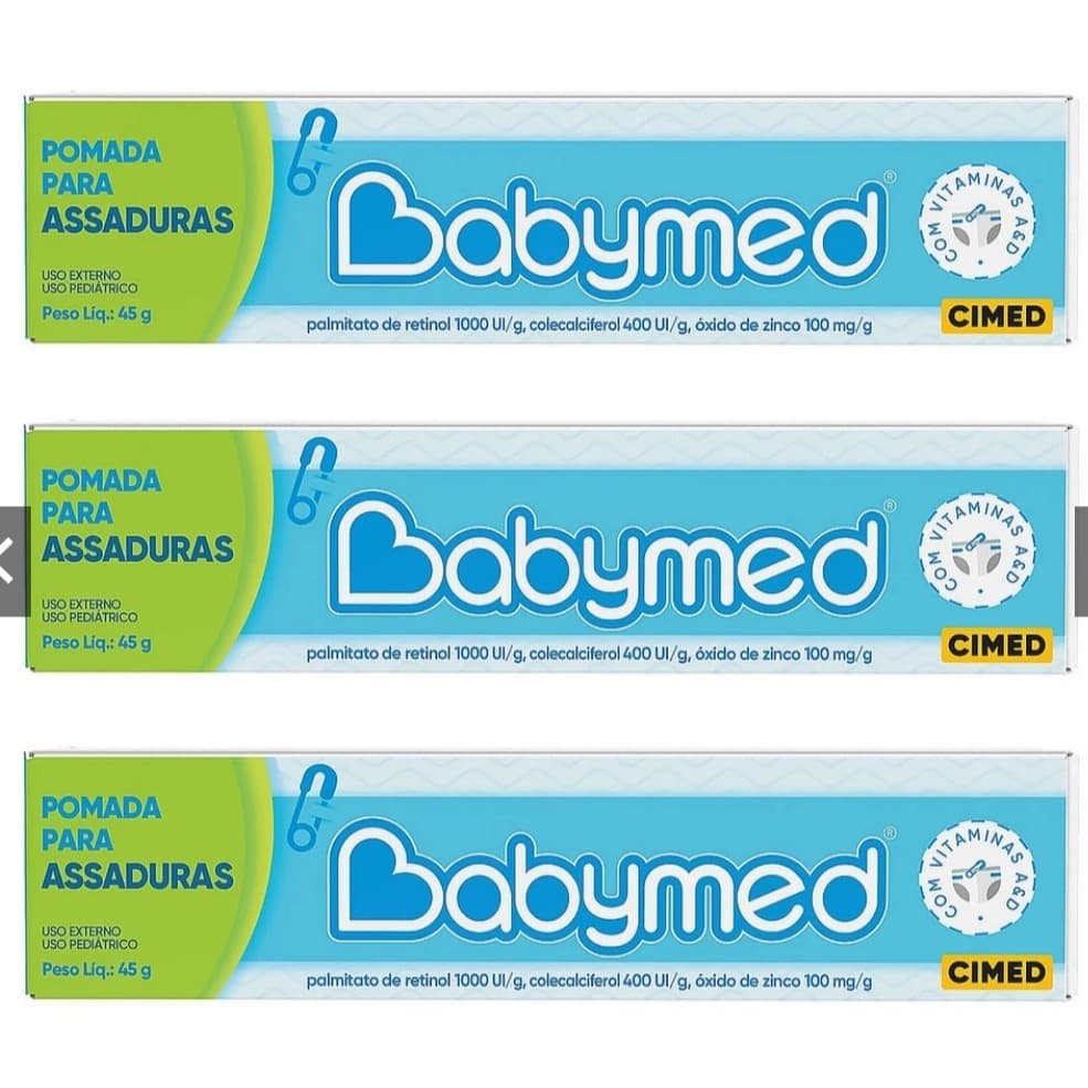 Kit 3 Pomada Para Prevenção De Assaduras Babymed Azul 45g