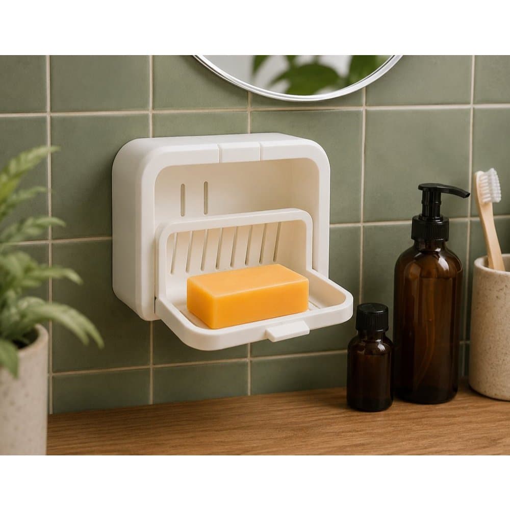 Suporte Banheiro Para Parede Porta Sabonete Saboneteira com Tampa Branco
