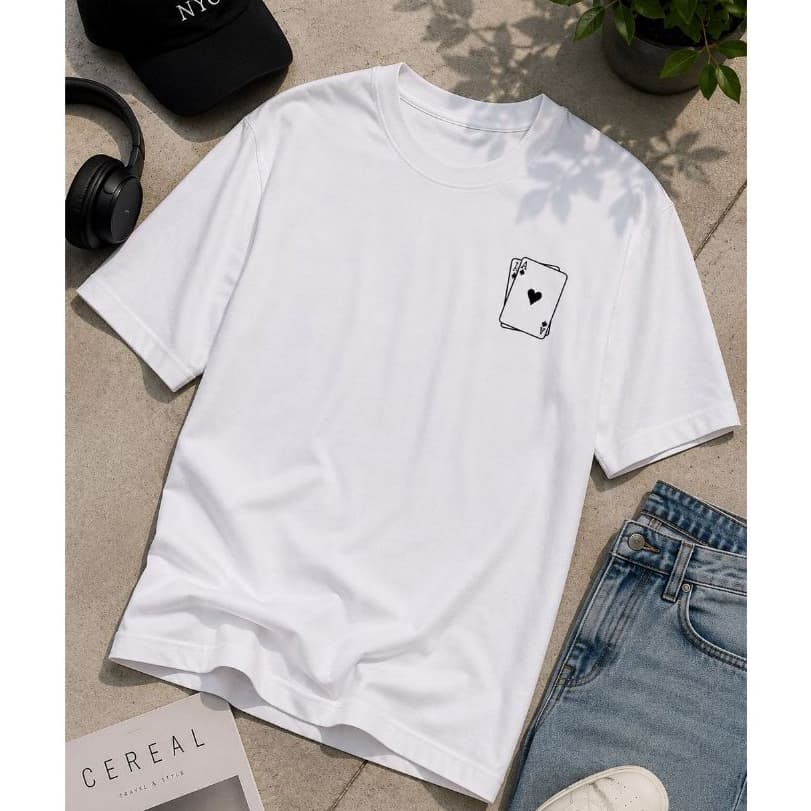 Camiseta Masculina Cartas baralho Estilosa Versátil
