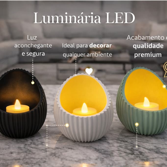 Luminária LED Decorativa Premium 3D – Design Moderno, Luz Aconchegante e Vela Inclusa