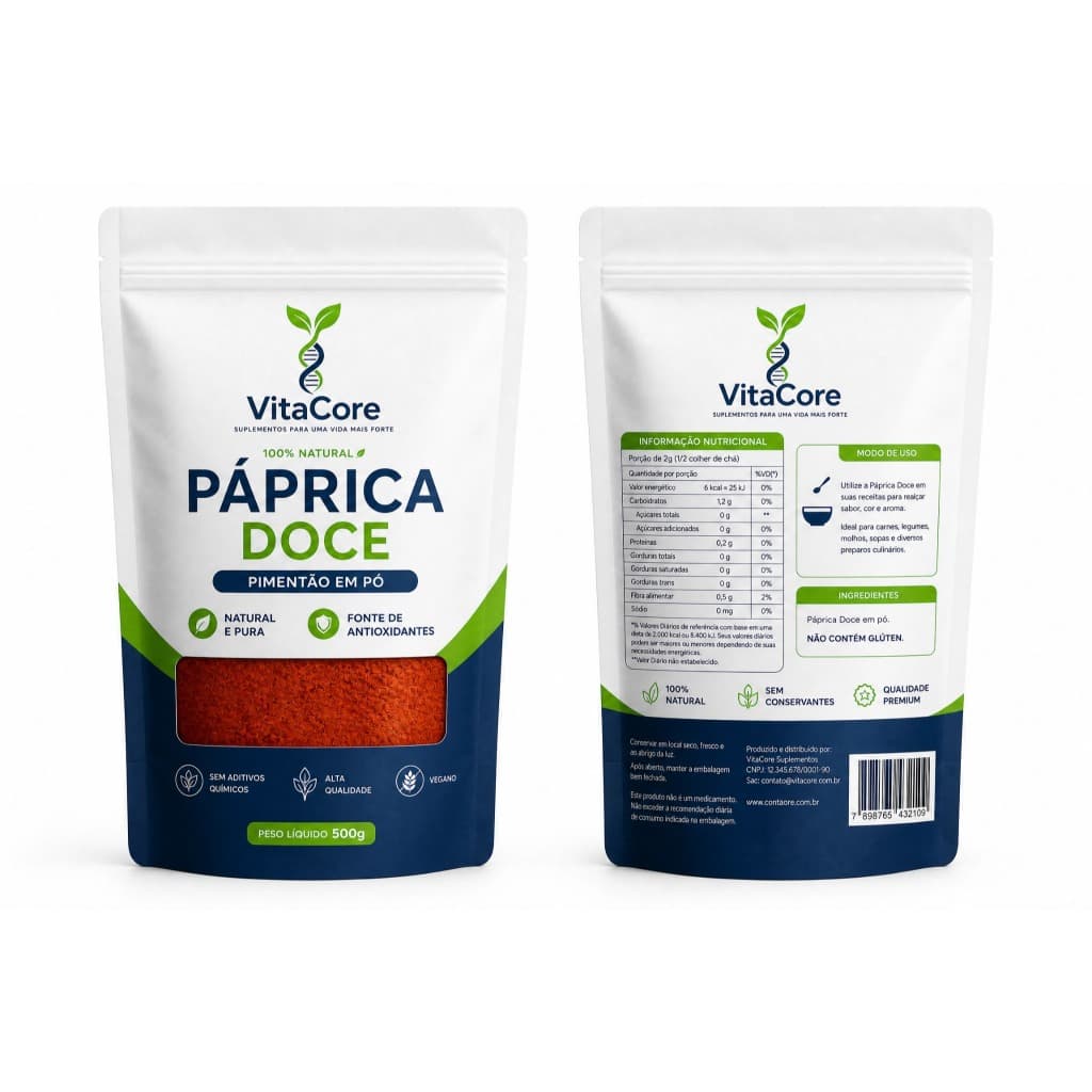 Páprica Doce 100% Pura Tempero P/ Carnes 500g