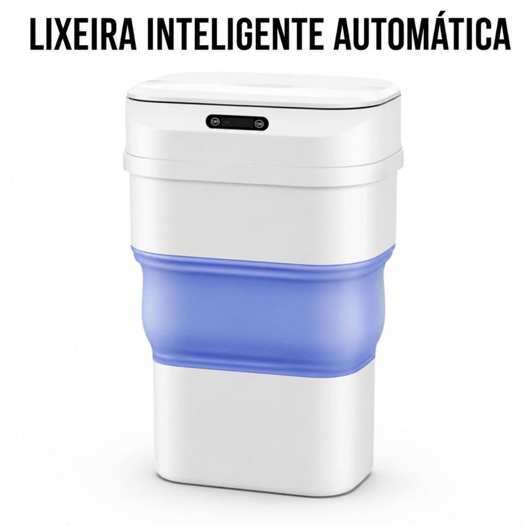 Lixeira Inteligente Automática com Sensor de Movimento Dobrável Retrátil para Banheiro Cozinha Escritório