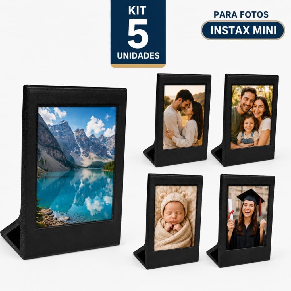 Kit 5 Mini Porta Retratos para Fotos Instantânea Instax Mini Fujifilm Polaroid Mini