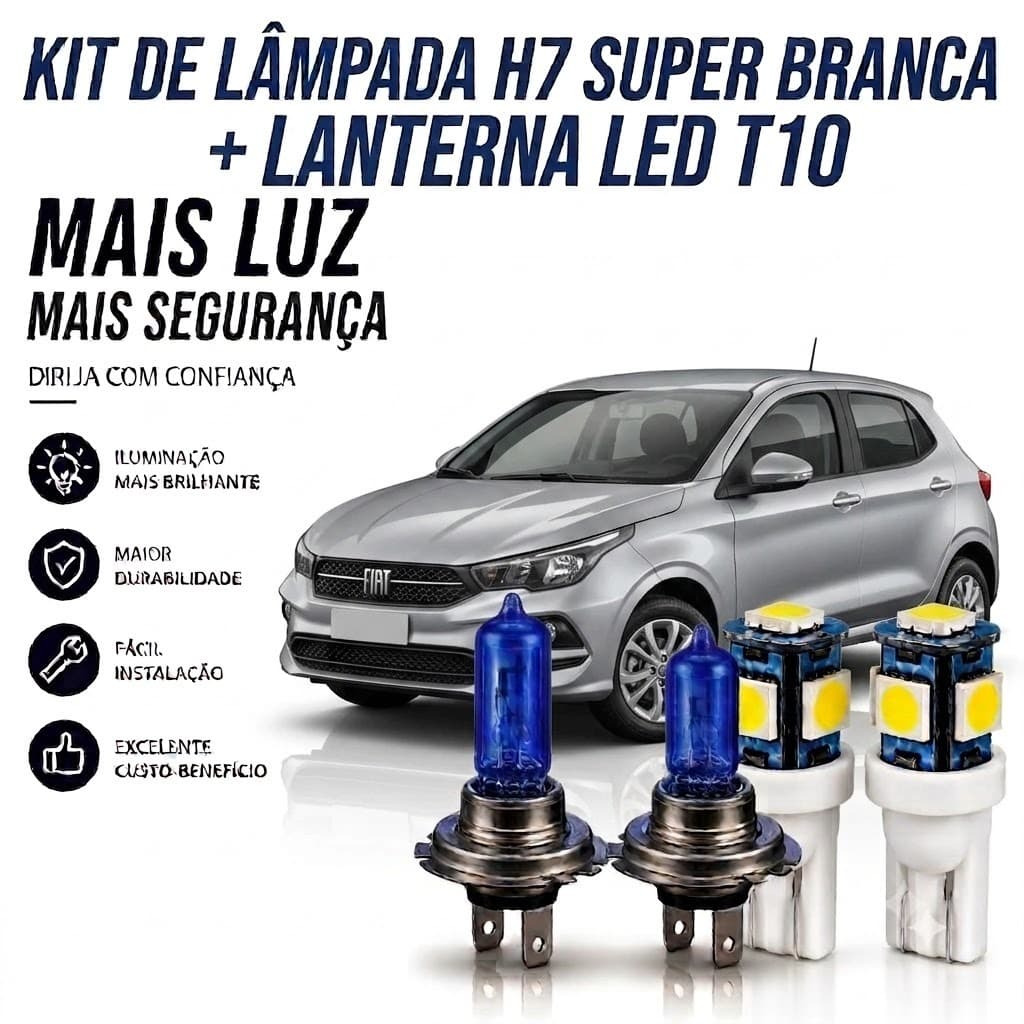 Lâmpada farol ALTO / BAIXO - SUPER BRANCA FIAT ARGO 2017 ATÉ 2025