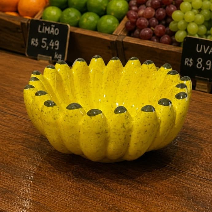 Bowl Banana Decorado Cerâmica Esmaltado 300ml