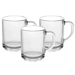 Jogo 3 Xícaras Canecas de Vidro 225ml Café Chá Cappuccino Leite Conjunto Copo Cozinha Casa Presente Resistente