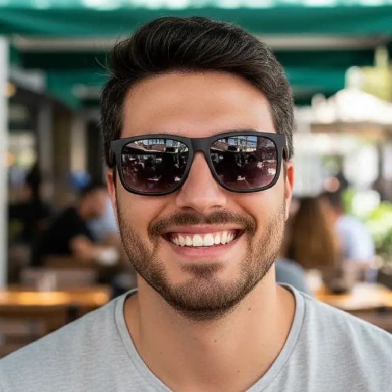 Óculos Sol Masculino Quadrado Clássico Uv400 Escuro Finoti