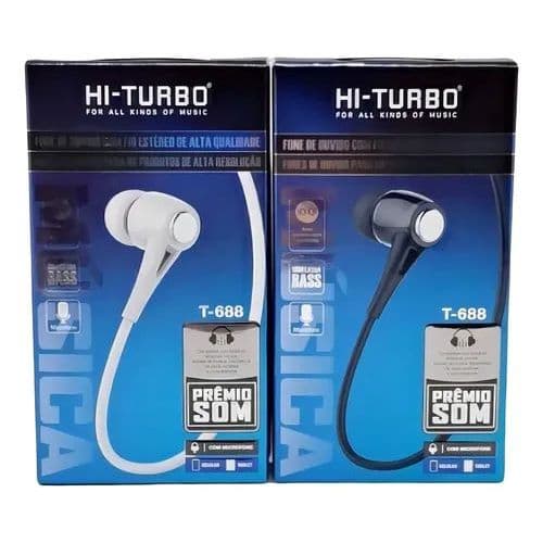 Fone De Ouvido Estéreo Hi-Turbo Com Microfone Entrada P2 Original T-688