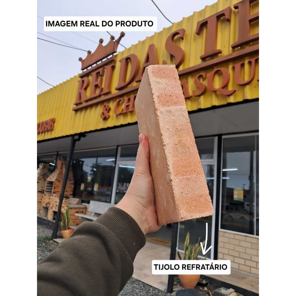 Kit 10 Peças Tijolo Refratário Maciço para Churrasqueira, Forno e Fogão a Lenha