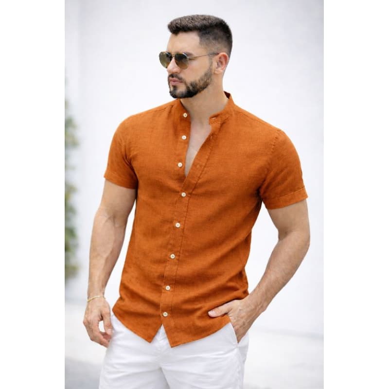 Camisa Slim Masculina Manga Curta Premium | Casual Elegante, Leve e Confortável para igreja