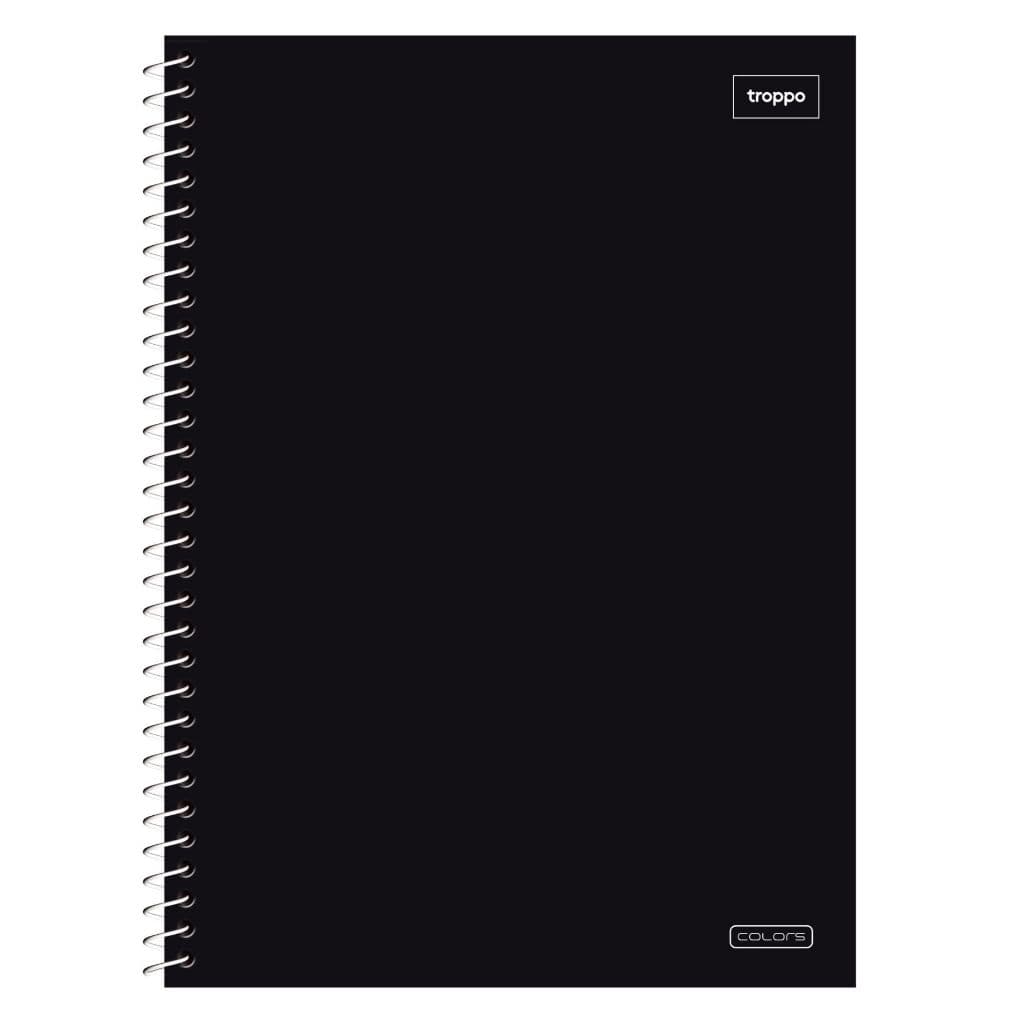 Kit Caderno Universitário 10 Matérias Preto 160 Folhas Capa Dura Espiral