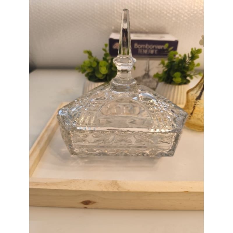 Bomboniere baleiro vidro com tampa pote jarro Elegante 760ml