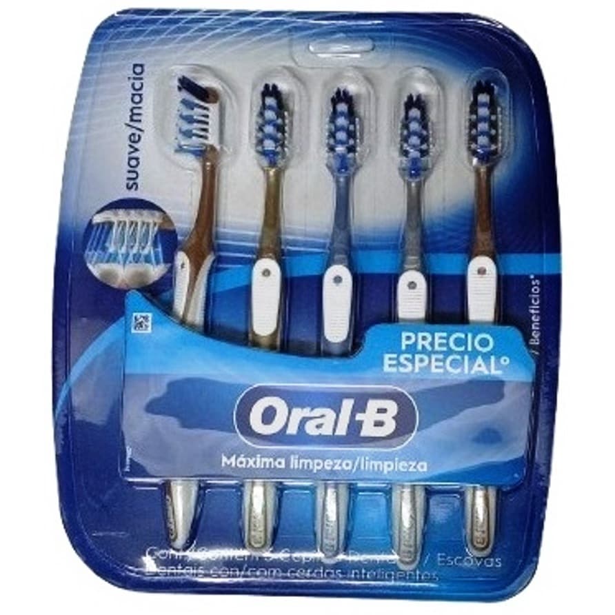 Kit Com 5 Escovas Oralb Advanced 7 Benefícios Pack 5 Familia