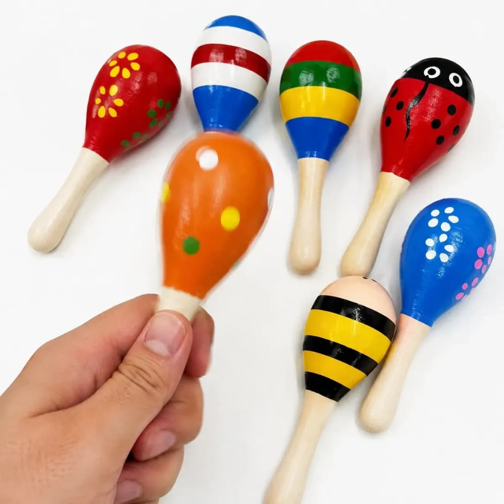Chocalho Mexicano Som Relaxante Madeira Infantil Percussão Sensorial Infantil