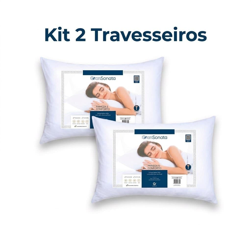 Kit 2 Travesseiros GranSonata Antialérgico Conforto Super Macio Qualidade Premium