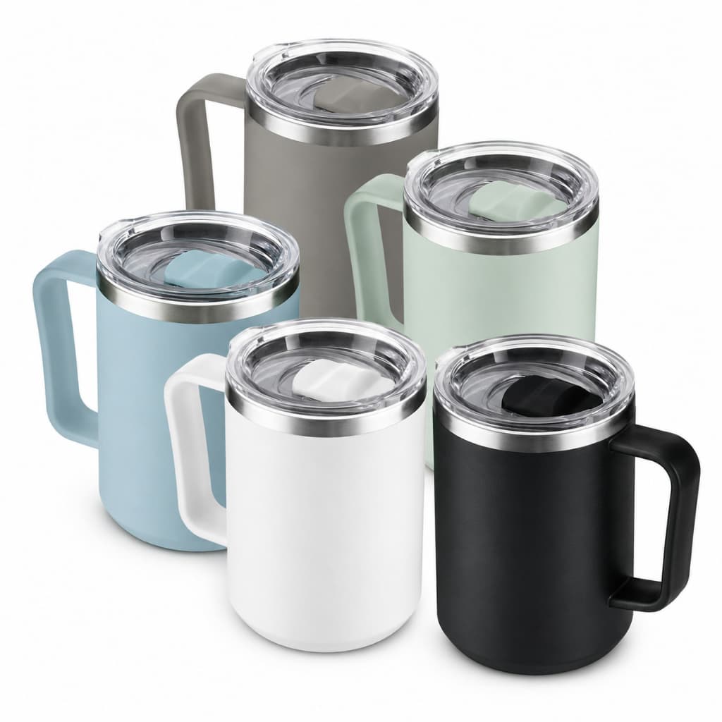 Caneca Térmica Inox 450ml Aço 304 com Tampa Alça para Café Chá Cerveja Mantém Quente e Frio por Mais Tempo