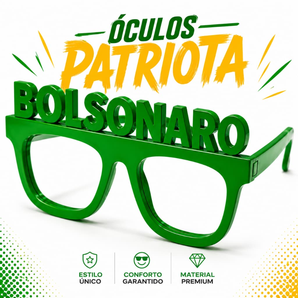 Óculos Patriota Verde Bolsonaro | Óculos Eleições | Acessório para Festa, Eventos e Manifestações