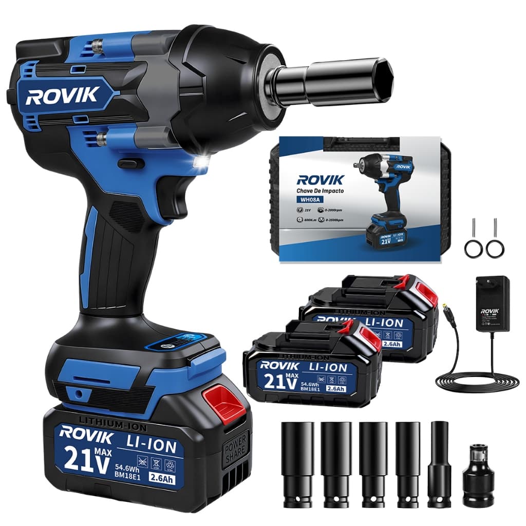 Chave de Impacto Brushless 1000N.m | Sem Fio +2 Baterias