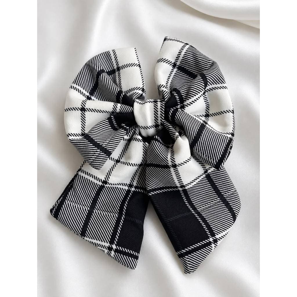 Laço Estilo Junino Xadrez Preto e Branco | Laço Festa Junina Feminino Infantil e Adulto São João