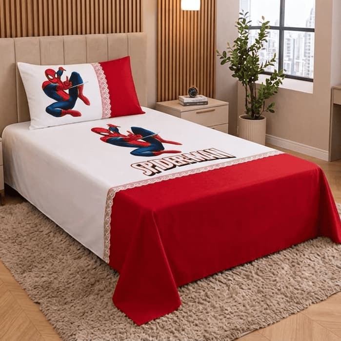 LENÇOL PINTADO ARTESANAL ESTAMPAS DE PERSONAGEM INFANTIL DE OXFORD COLCHA DE SOLTEIRO JOGO DE CAMA SOLTEIRO