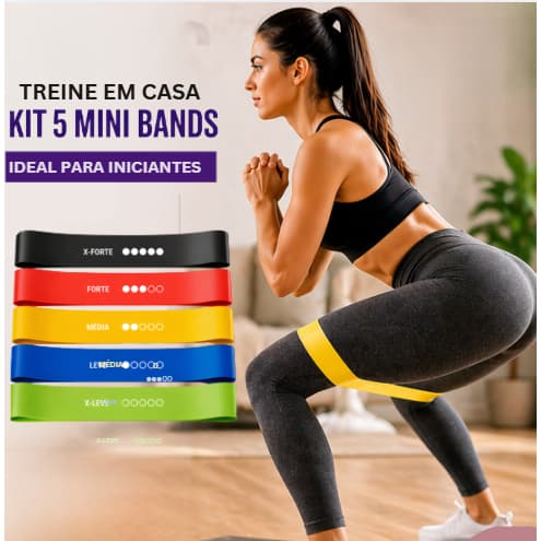 5 Mini Band Para Ginástica Treino Funcional, Yoga Pilates Fisioterapia, Fortalecimento Muscular