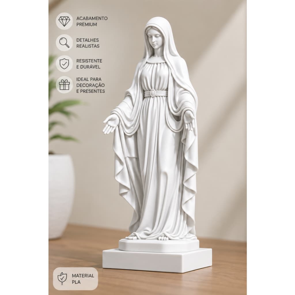 Imagem Nossa Senhora das Graças 20cm em PLA Estátua Decorativa para Decoração e Presente