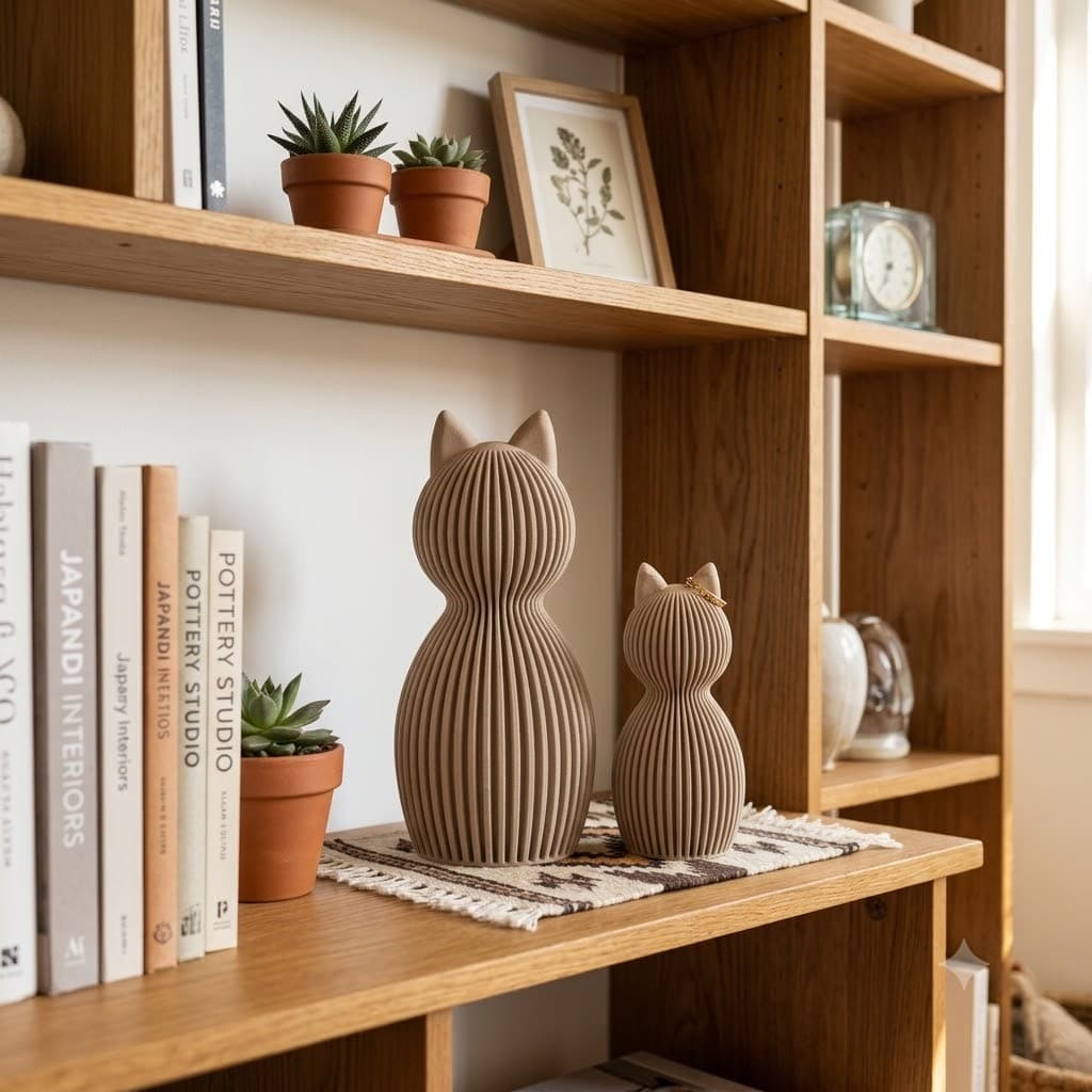Gatos Decorativos Estilo Japandi Enfeite De Mesa Sala Quarto Minimalista Moderno