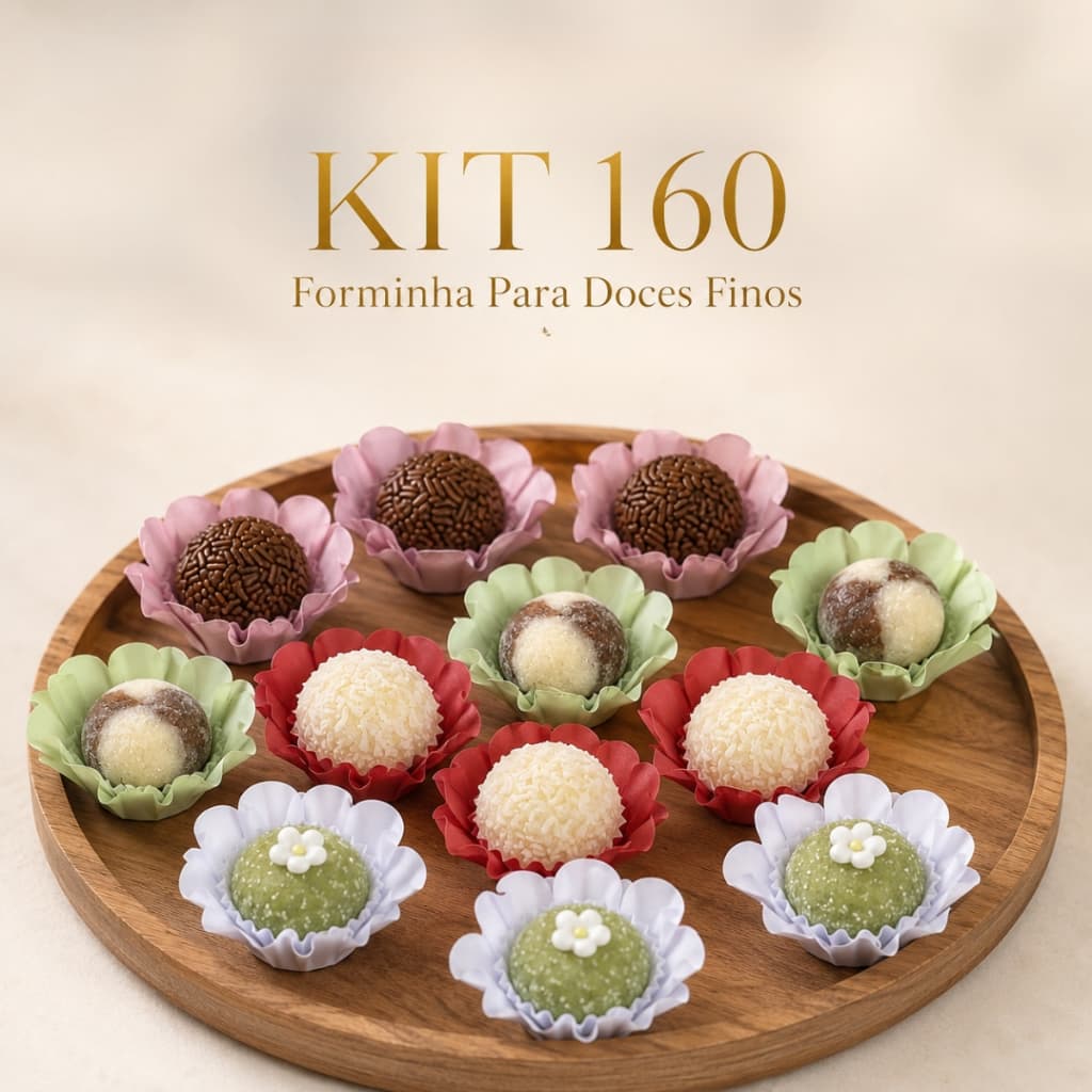 Kit 160 Forminhas para Doces – Cores Natalinas – Kit 5 Cores| Para Festa, Casamento, Natal e Confeitaria