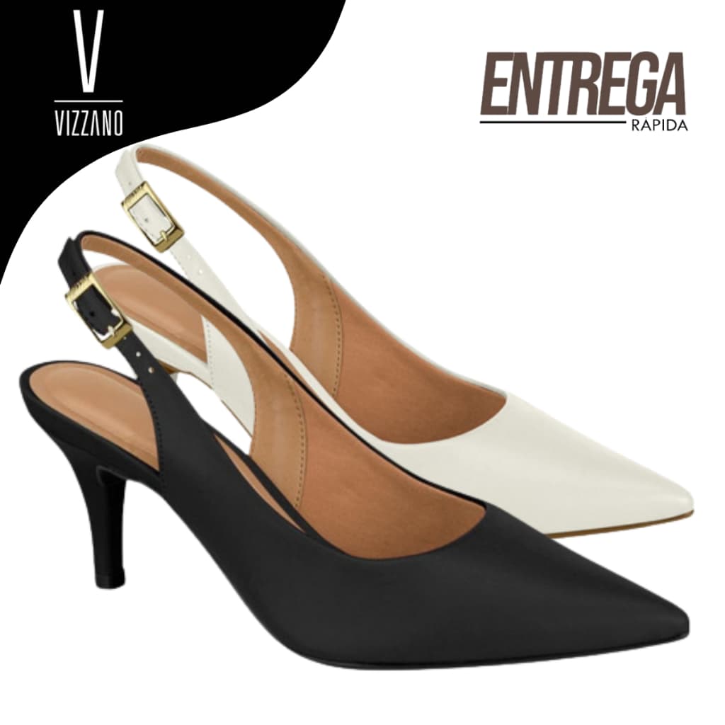 Scarpin Feminino Vizzano Bico Fino Slingback Recorte V Casual Social Confortavel Leve Original