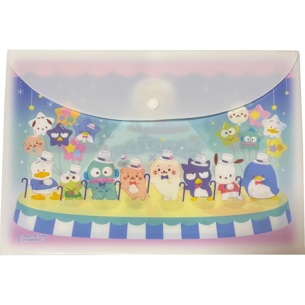 【Direct from Japan】Sanrio Hapidanbui × Sirotan Horizontal Type Snap Button Plastic File Folders Case A4 Paper Storage Multi Cases Stationery