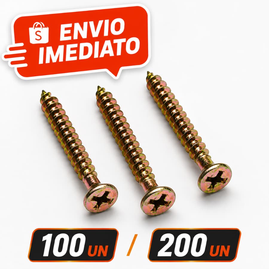 Parafuso Chipboard 4,5x45mm Cabeça Chata Bicromatizado MDF Madeira Aglomerado