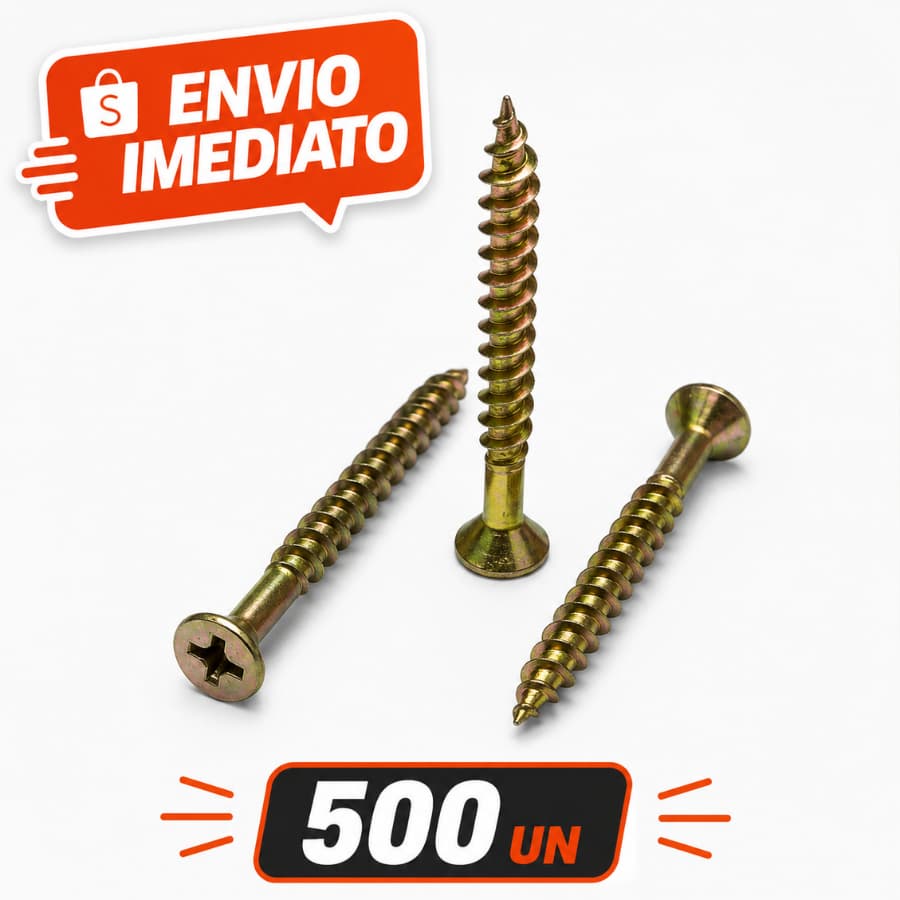 Parafuso Chipboard 4,0x40 Cabeça Chata 500 Unidades Phillips Bicromatizado MDF Aglomerado
