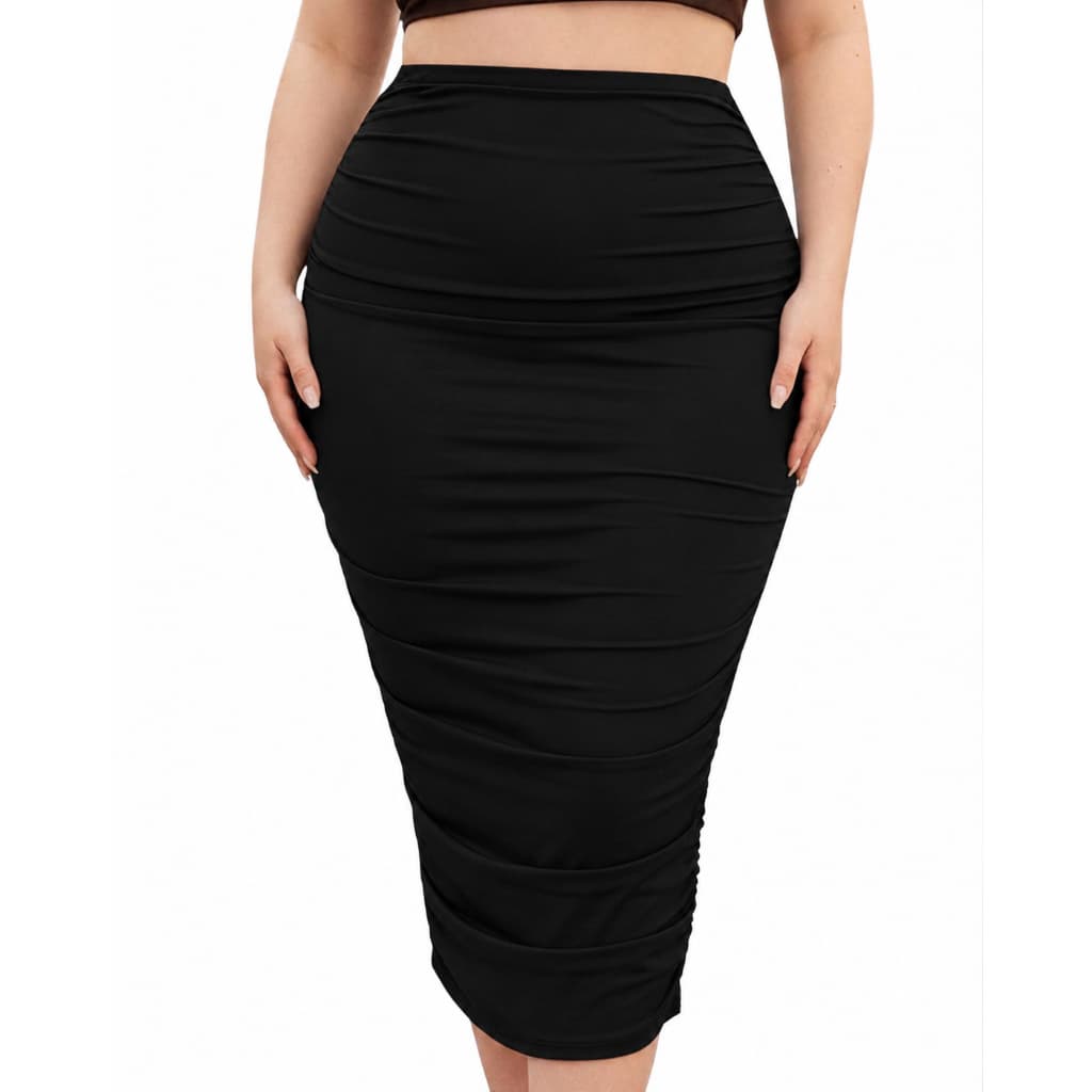 Saia Midi Feminina Plus Size Drapeada Estilosa Elegante e Sensual para Festas Baladas Eventos a Noite