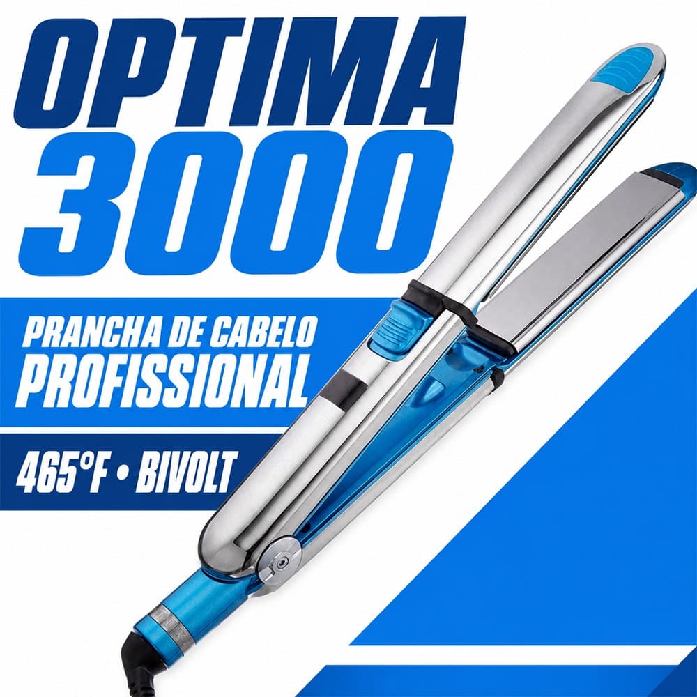Prancha Chapinha Alisadora de Cabelo Super Nano Titanium Optima 3000 BIVOLT Profissional 465° F