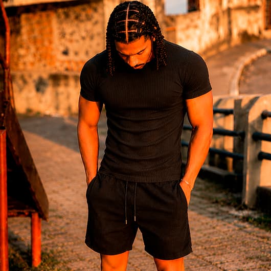 Camiseta 100% Canelada Masculina Americana Basica Blusa Masculina Slim Justa