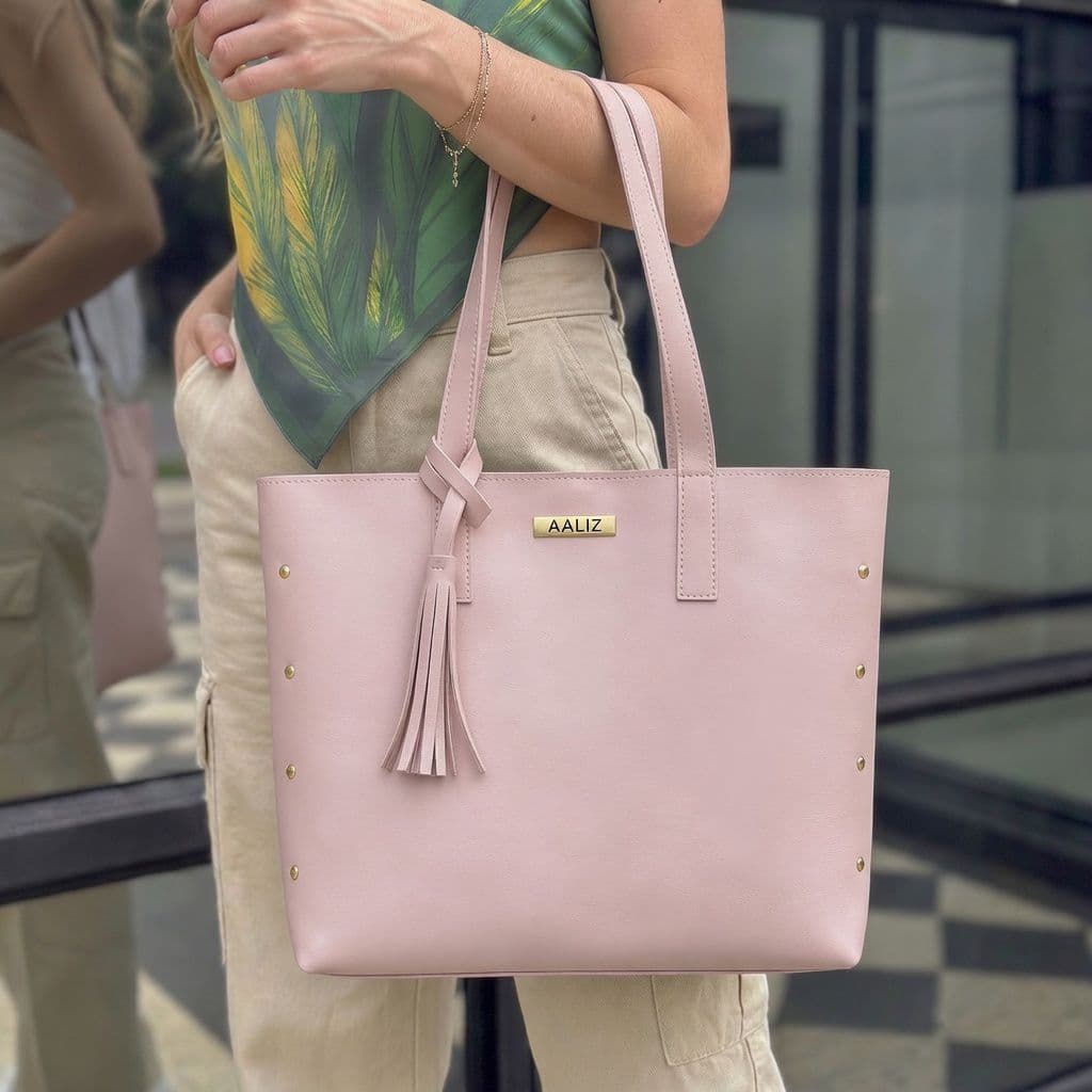 Bolsa Feminina de Ombro Estruturada Couro Ecológico Grande Elegante Casual AALIZ