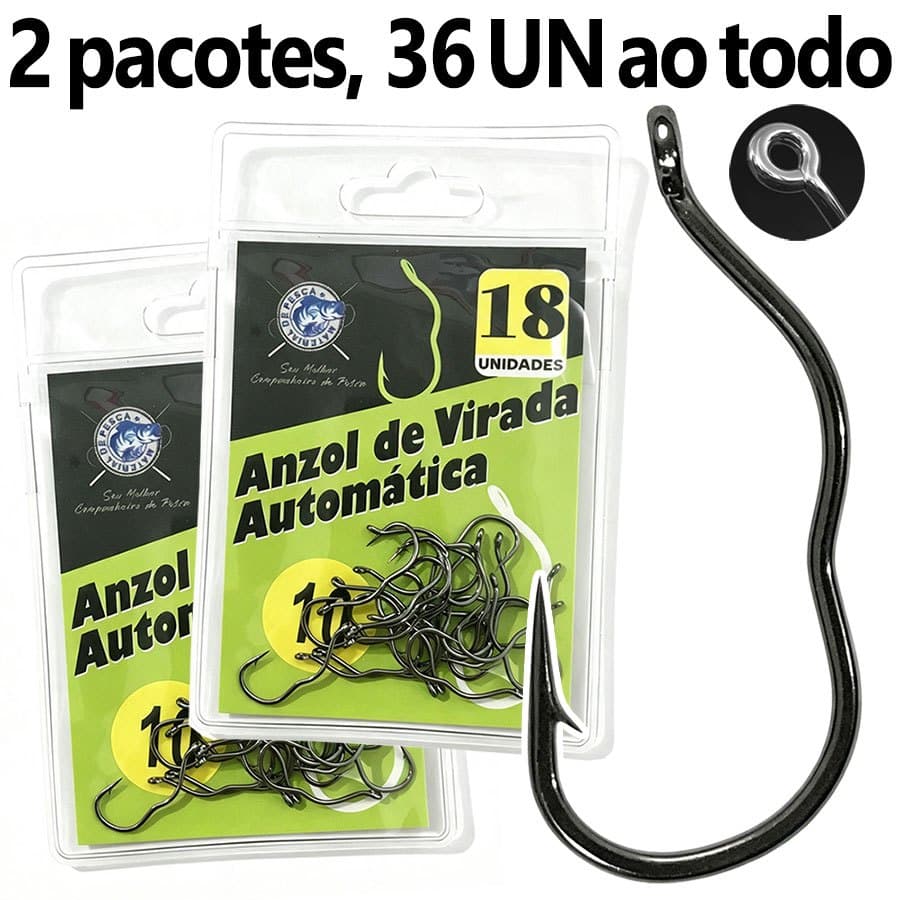 Anzol automático de pesca Auto Flip - 36 Unidades - Fisgada Automática Anti-Escape - Vários Tamanhos