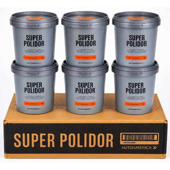 Massa de Polir Super Polidor AutoAmerica 1kg. Caixa com 6 unidades