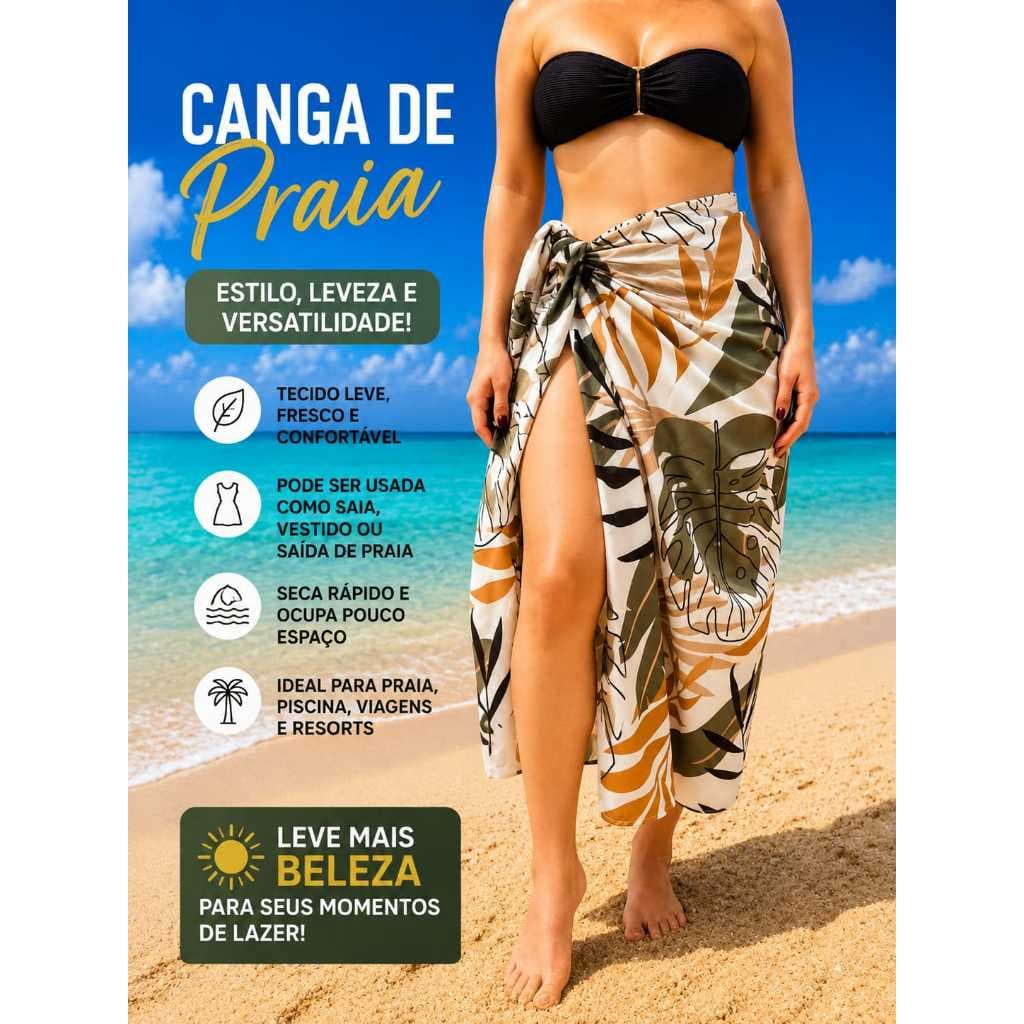 Canga de Praia com Costura na Sedinha Saída de Praia secagem Rápida, toque suave e leve