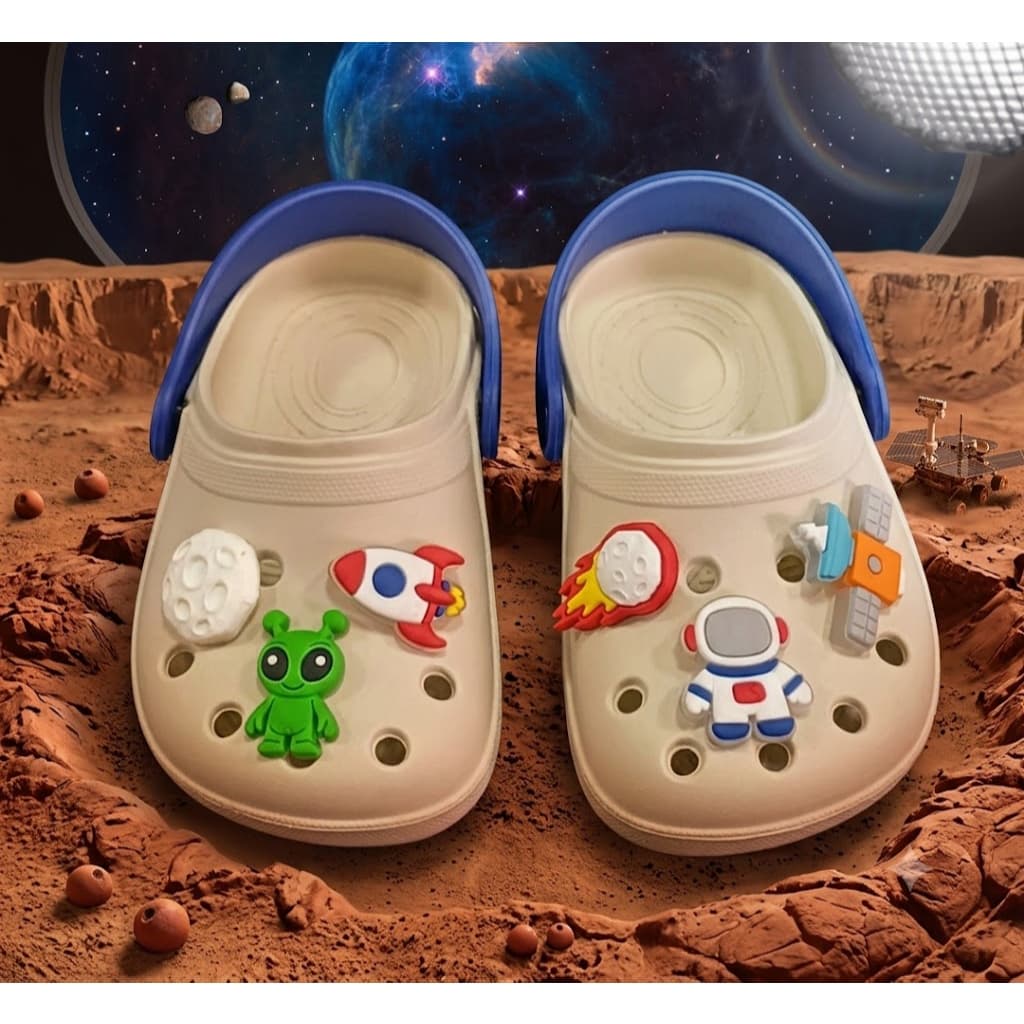 Babuc Infantil Espaço Astronauta Alien com borrachas – Escola Moda, Festas Casual Dia a Dia.