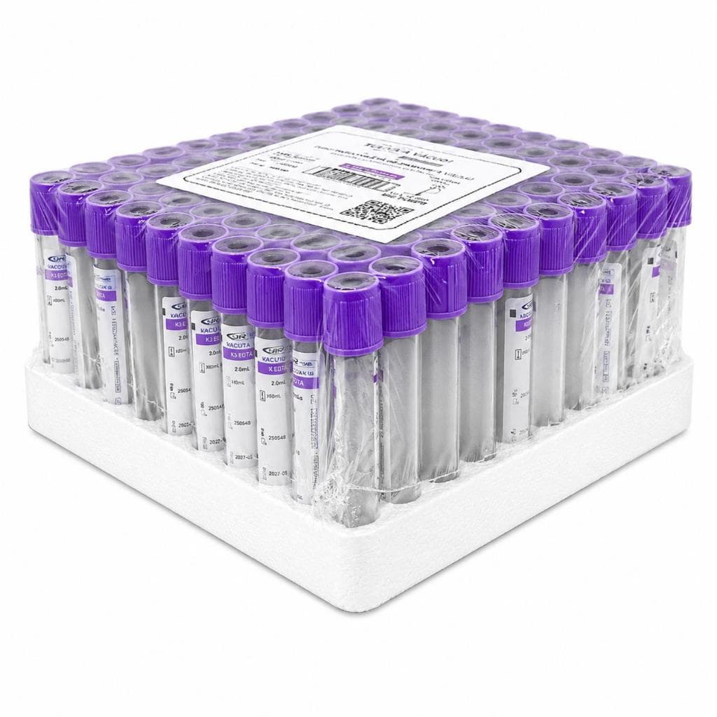 100 Tubos Roxos 4ml Para Coleta De Sangue Vácuo Hemograma