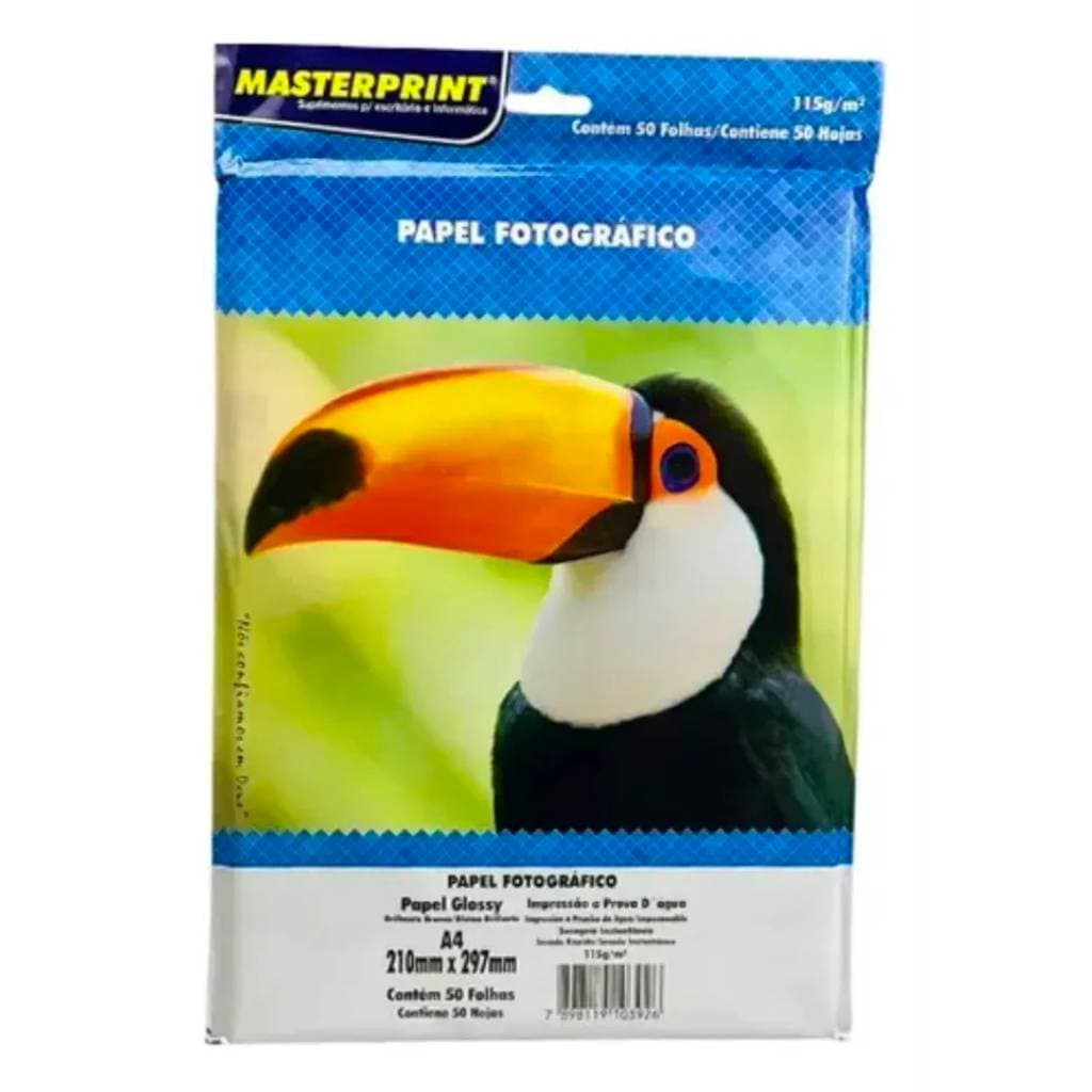 Papel Fotografico 115g Glossy A4 Masterprint Premium 50 Fls