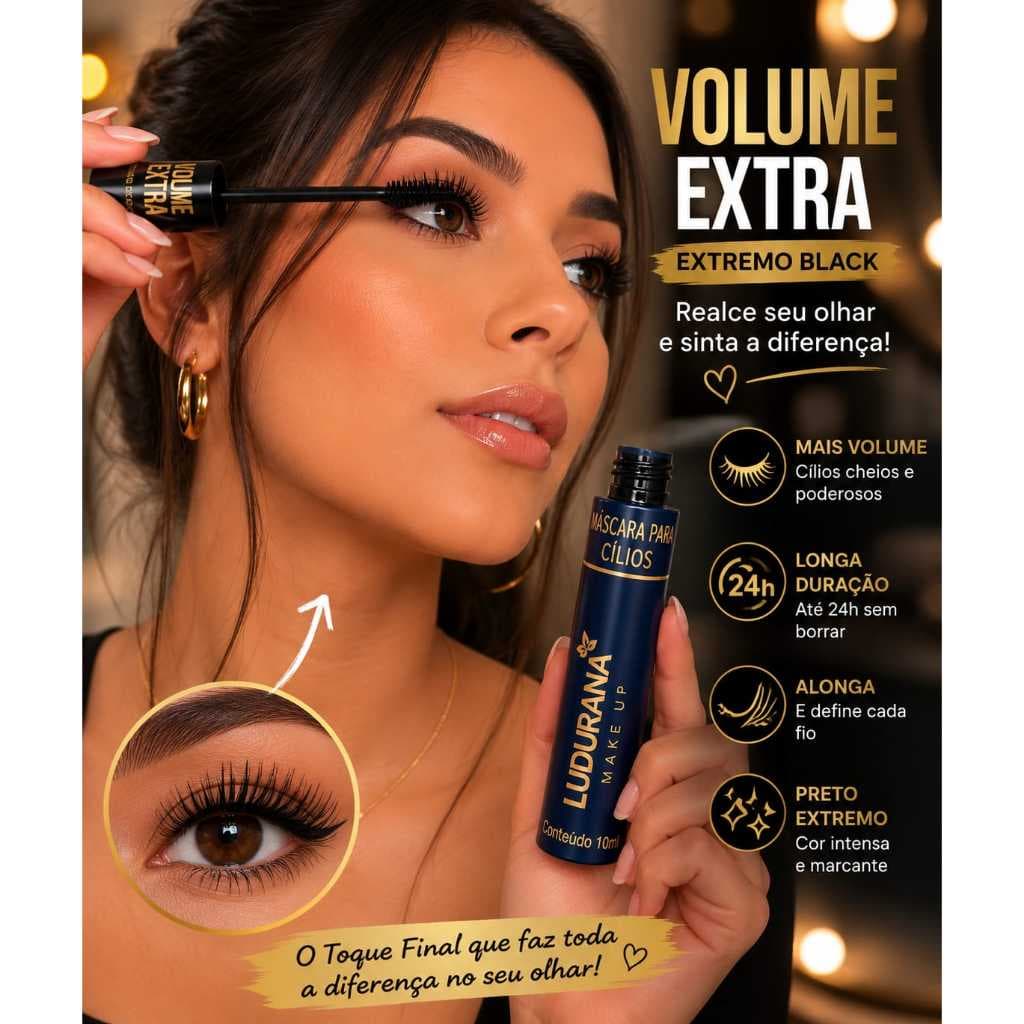 mascara para cilios longa duração extra volume alongadora mascara 24h Máscara de Cílios Volume Extra Ludurana