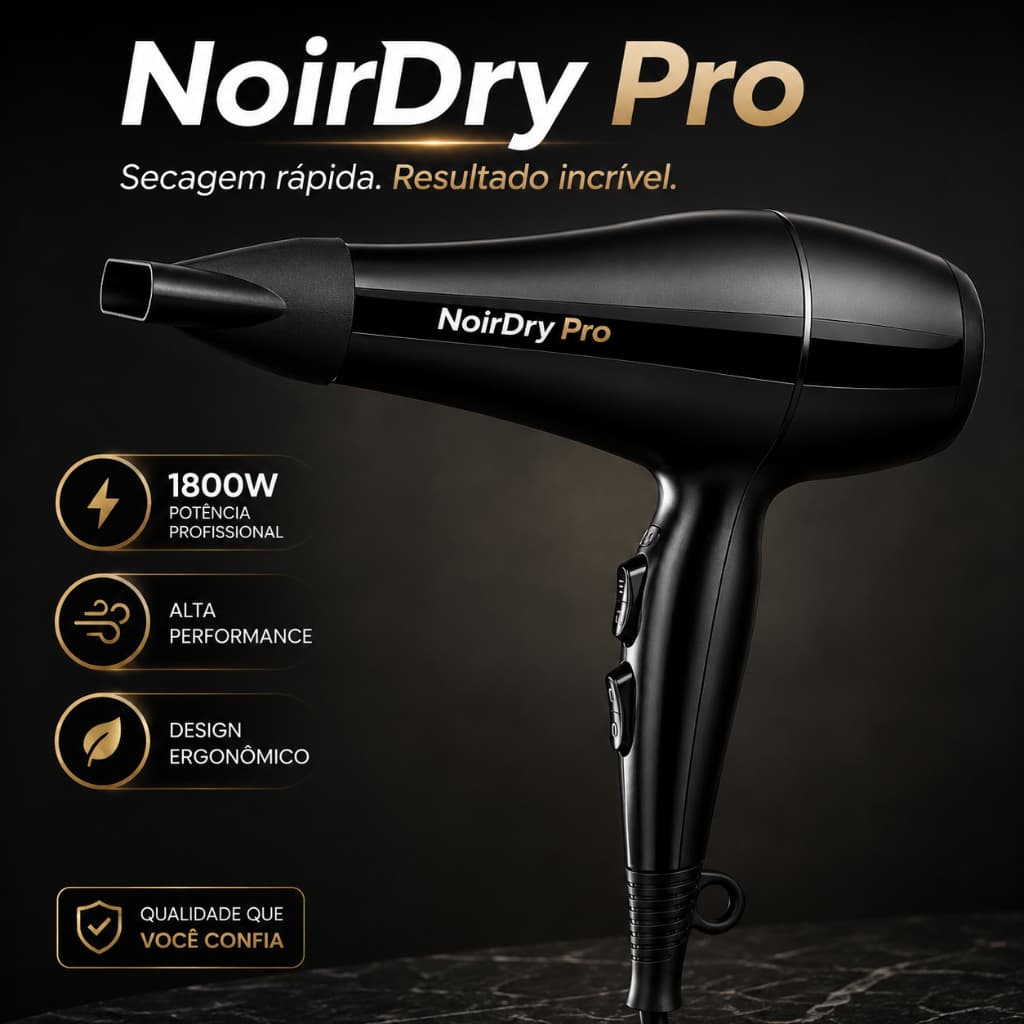 Secador de Cabelo Profissional 1800W Potente Alta Performance 127V Preto Bico Direcionador