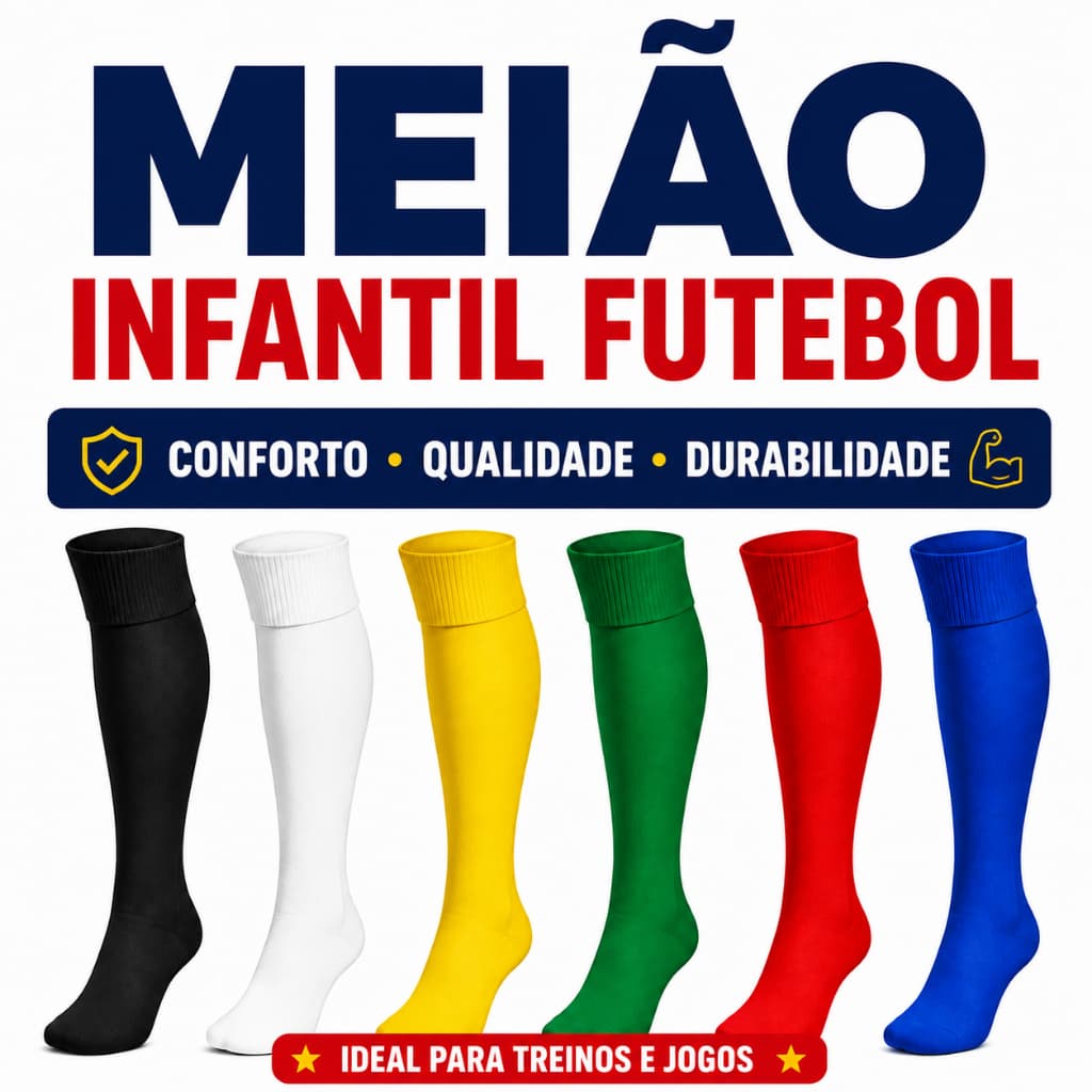 Meião Infantil Escolar Algodão Futebol Futsal