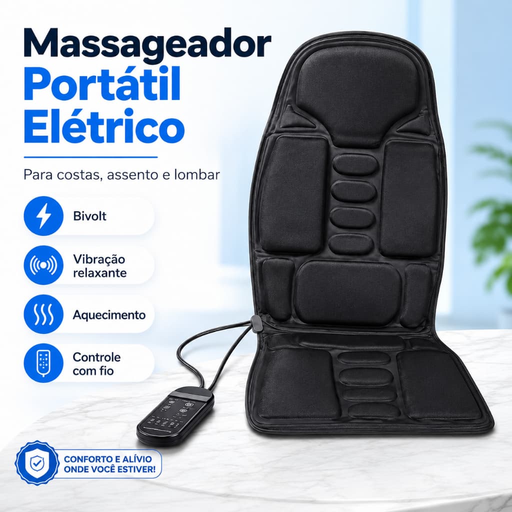 Massageador Elétrico Corporal Bivolt Para Costas Lombar Cadeira Carro Portátil Relaxamento