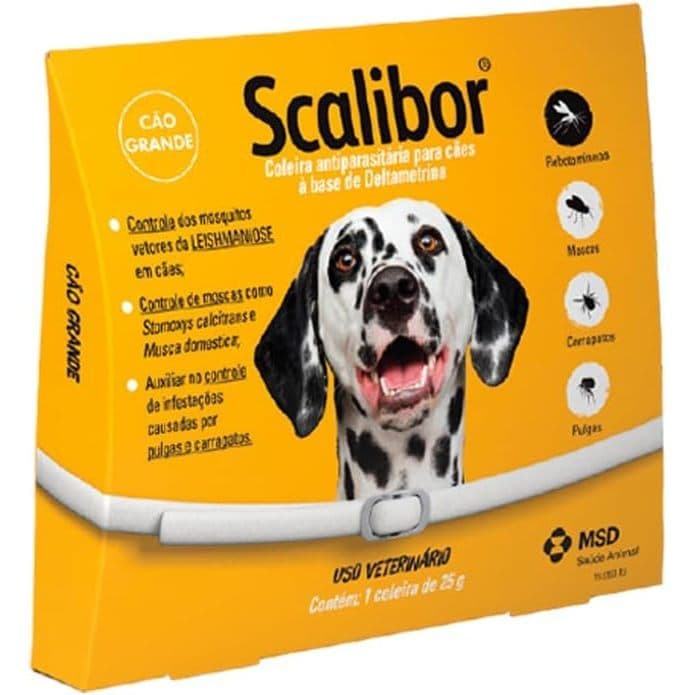 Coleira Scalibor Antipulgas e Carrapatos para Cães de Porte Grande – 65cm – Proteção contra Leishmaniose ORIGINAL NF
