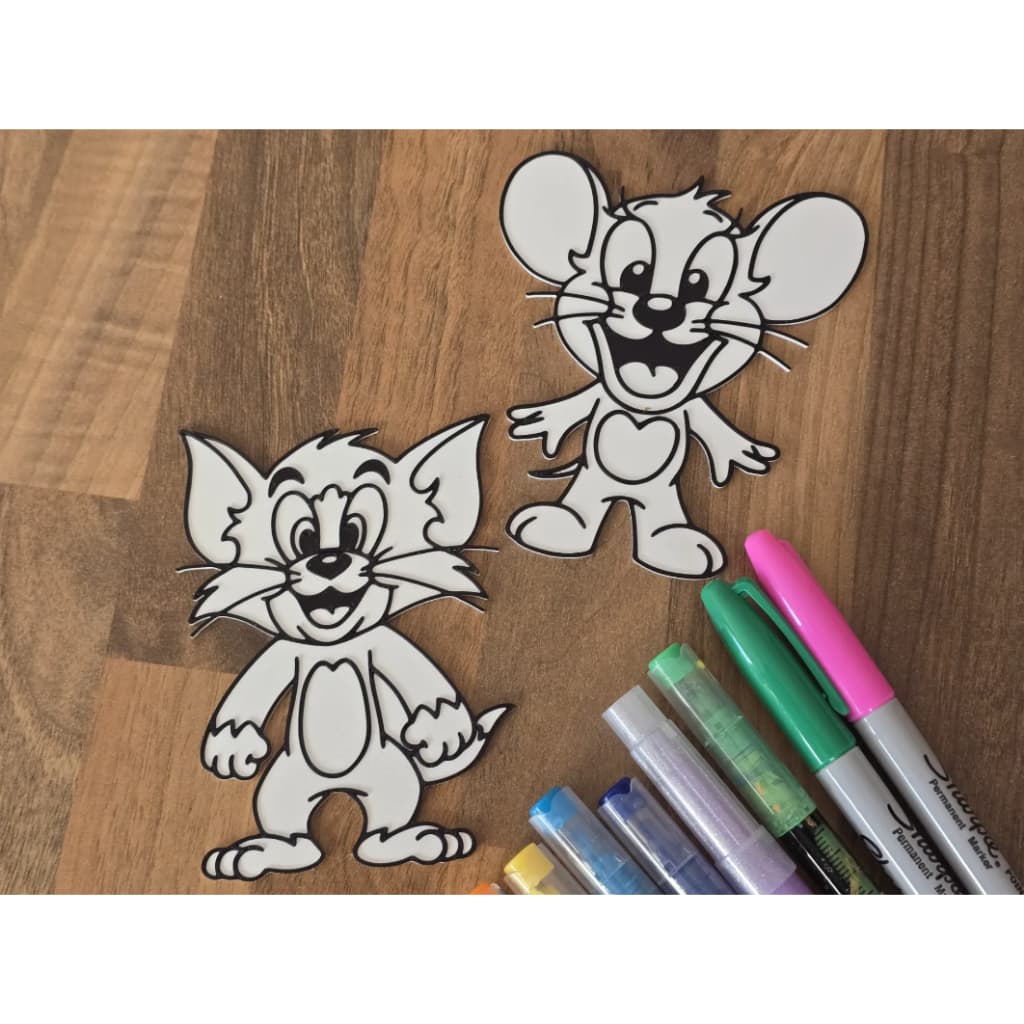 placas 3D para colorir TOM E JERRY