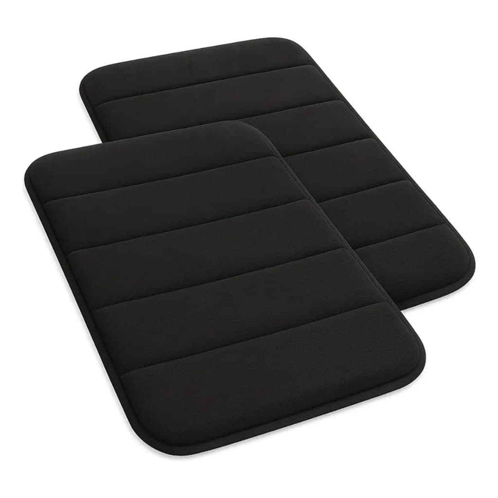 Tapete De Banheiro Soft Macio Secagem Rápida 60x40cm Antiderrapante Preto Cinza Kit